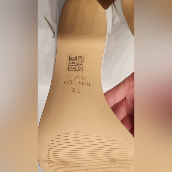 Stuart Weitzman Amelina Sandals Women’s White Ankle Strap Heels Size 6.5 - Picture 12 of 13